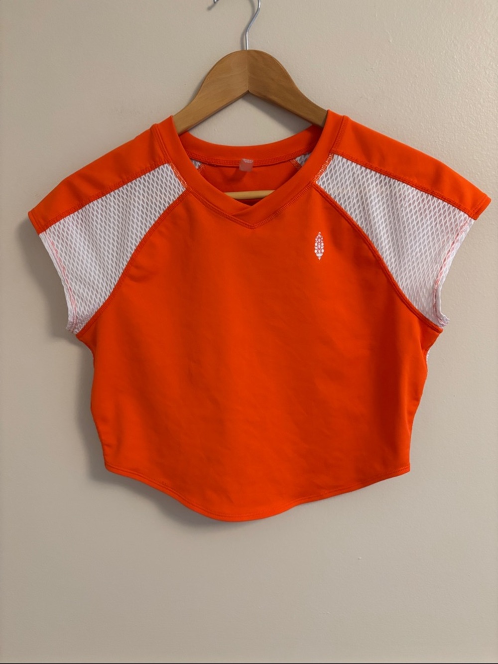 FP Movement by Free People Neon Orange Athletic T with White Mesh
